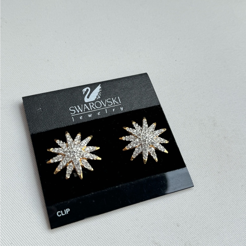 Vintage Swarovski Crystal Jeweler's Collection Star Clip On Earrings